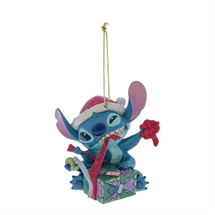 Disney Traditions - Stitch Unwrapping Christmas Gift